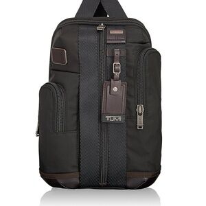 Tumi Alpha Bravo Monterey Men's Ballistic Nylon Sling Bag -Black/Brown(22318HKH)